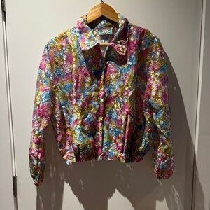 Floral sheer crop jacket